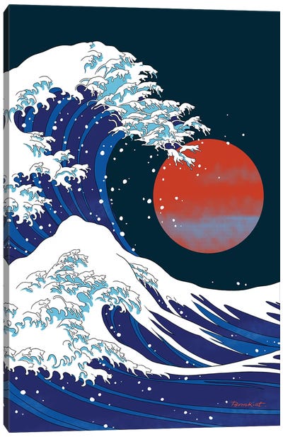 Cat Wave I Canvas Art Print - The Great Wave Reimagined