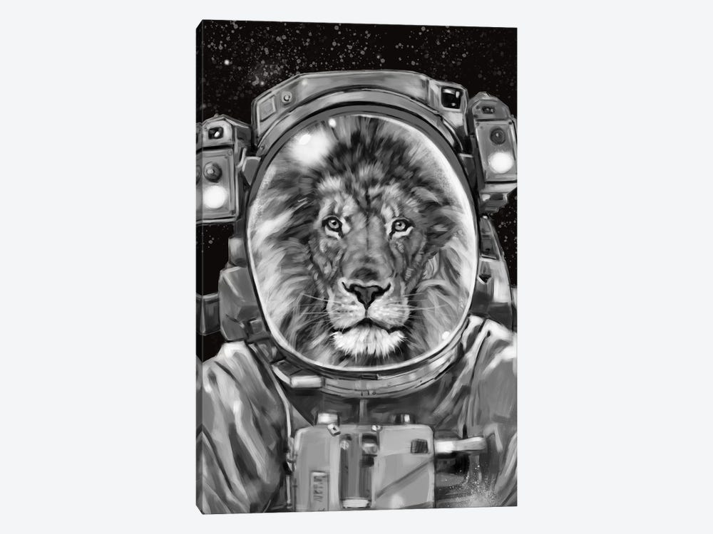 Astronaut Lion Selfie by Big Nose Work 1-piece Canvas Art
