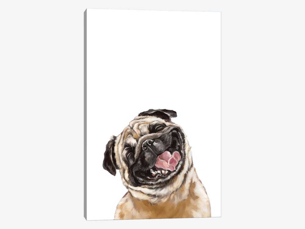 Happy Laughing Pug by Big Nose Work 1-piece Canvas Art Print