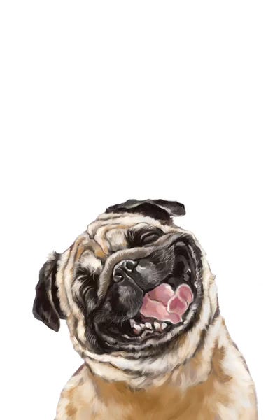 Kids Inspirational Art: Happy Laughing Pug by Big Nose Work