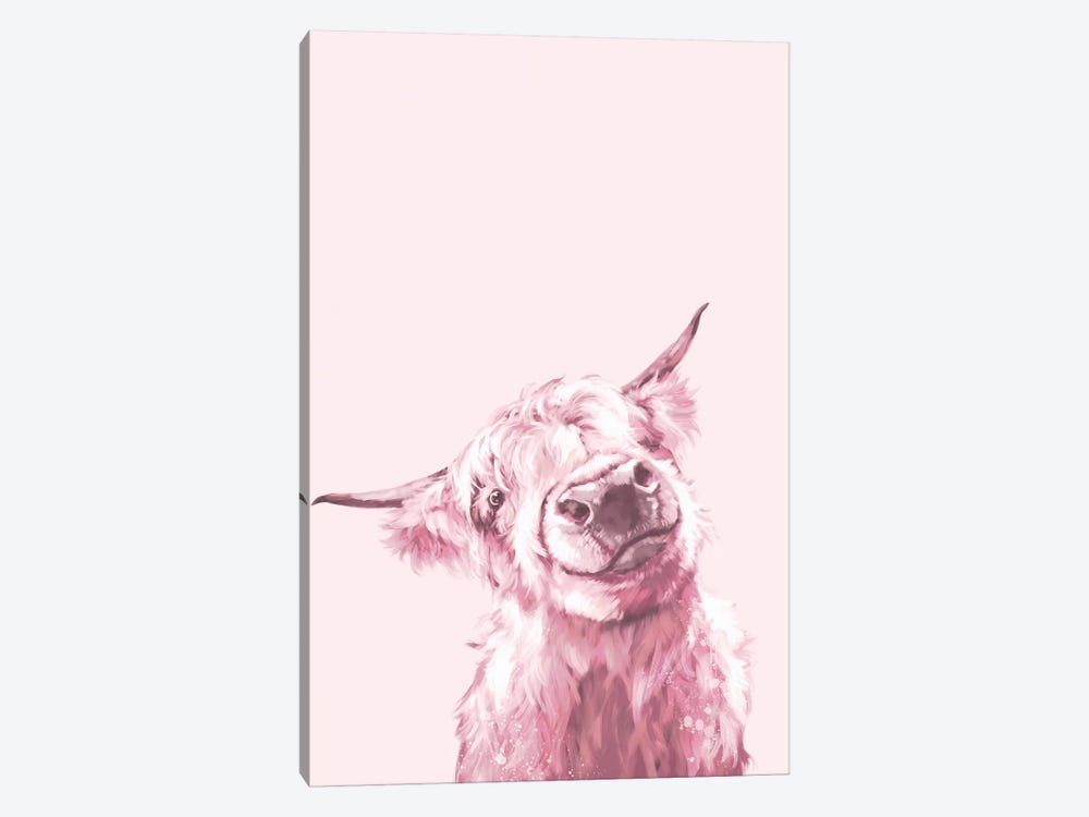 Highland Cow In Pink by Big Nose Work 1-piece Canvas Art