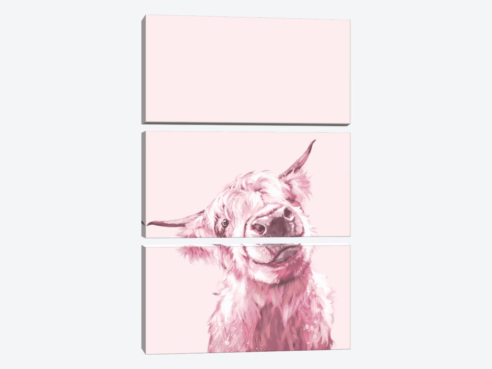 Highland Cow In Pink by Big Nose Work 3-piece Canvas Art