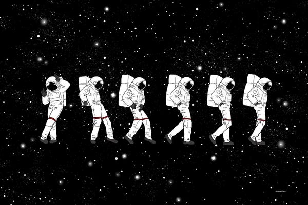 Kids Astronomy & Space Art: Astronaut Love Moonwalk by Big Nose Work