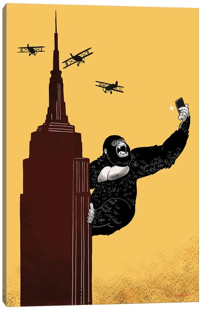King Kong Love To Selfie Canvas Art Print - Gorilla Art