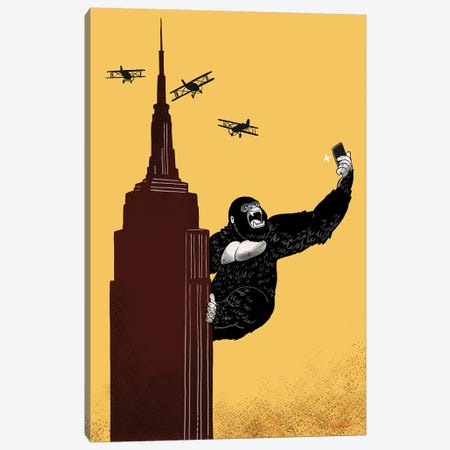 King Kong Love To Selfie Canvas Print #BNW51} by Big Nose Work Canvas Wall Art