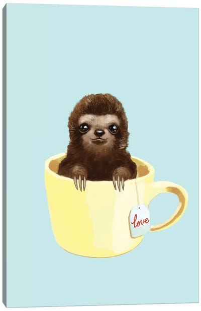 Love Sloth Canvas Art Print - Tea Art