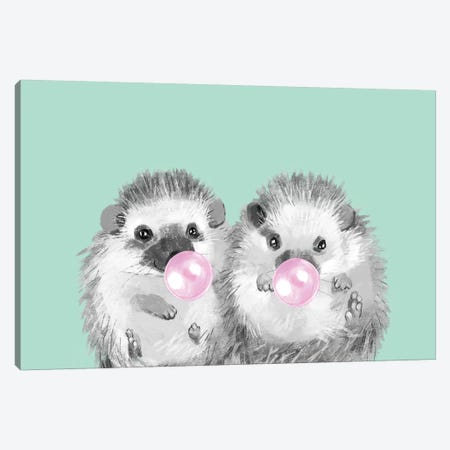 Playful Twins Hedgehog Canvas Print #BNW63} by Big Nose Work Art Print