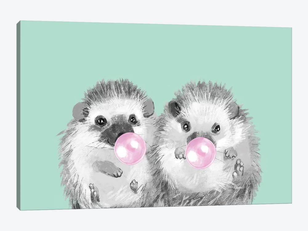 Playful Twins Hedgehog by Big Nose Work 1-piece Canvas Art