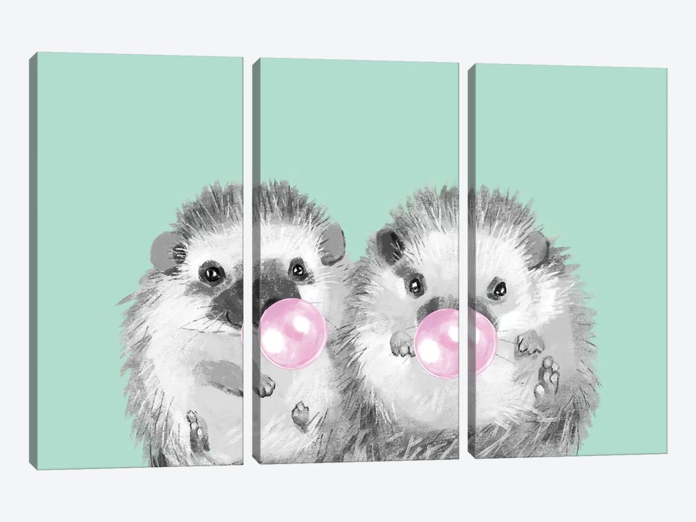 Playful Twins Hedgehog by Big Nose Work 3-piece Canvas Artwork
