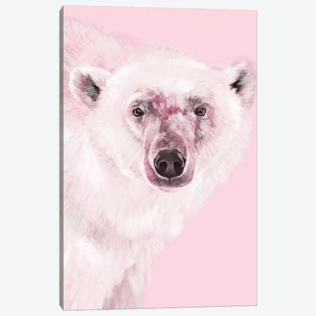 Polar Bear In Pink Canvas Print #BNW64} by Big Nose Work Canvas Art