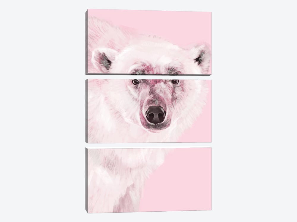 Polar Bear In Pink by Big Nose Work 3-piece Canvas Art Print