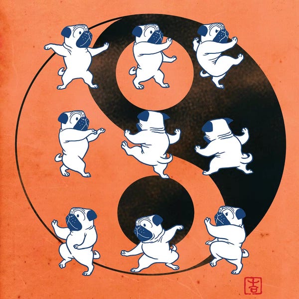 Kids Sports Art: Pug Tai Chi  by Big Nose Work