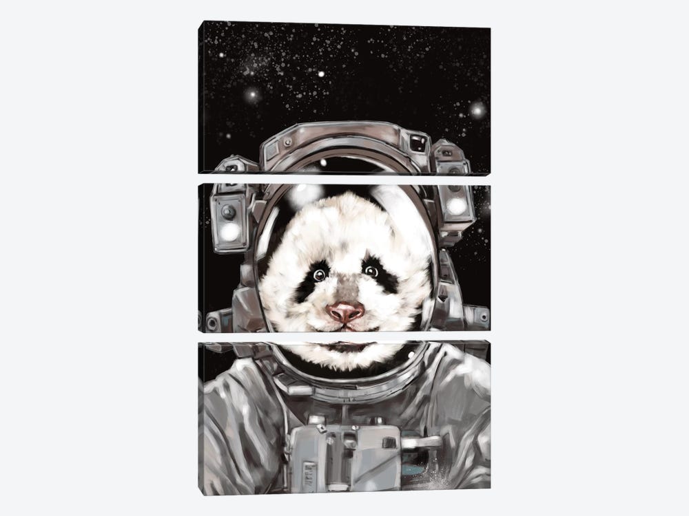 Astronaut Panda Selfie 3-piece Art Print