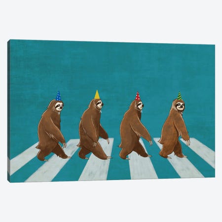Sloth Abbey Road Canvas Print #BNW76} by Big Nose Work Canvas Art Print