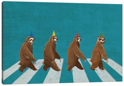 Sloth Abbey Road Canvas Art Print - Sloth Art