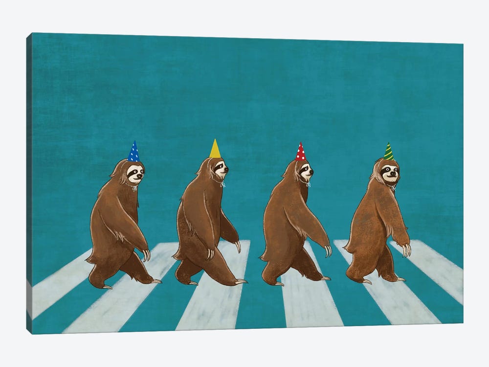 Sloth Abbey Road by Big Nose Work 1-piece Canvas Artwork