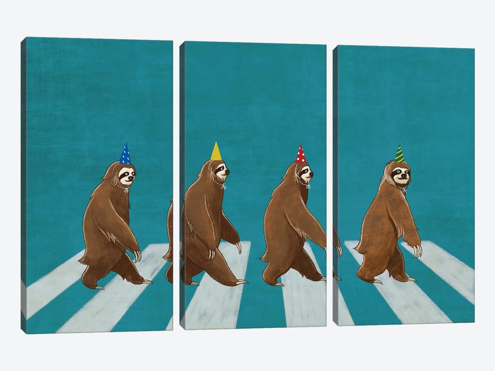 Sloth Abbey Road by Big Nose Work 3-piece Canvas Art