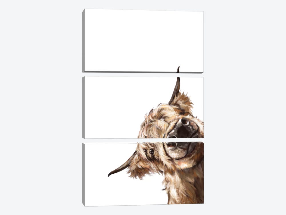 Sneaky Highland Cow by Big Nose Work 3-piece Canvas Wall Art