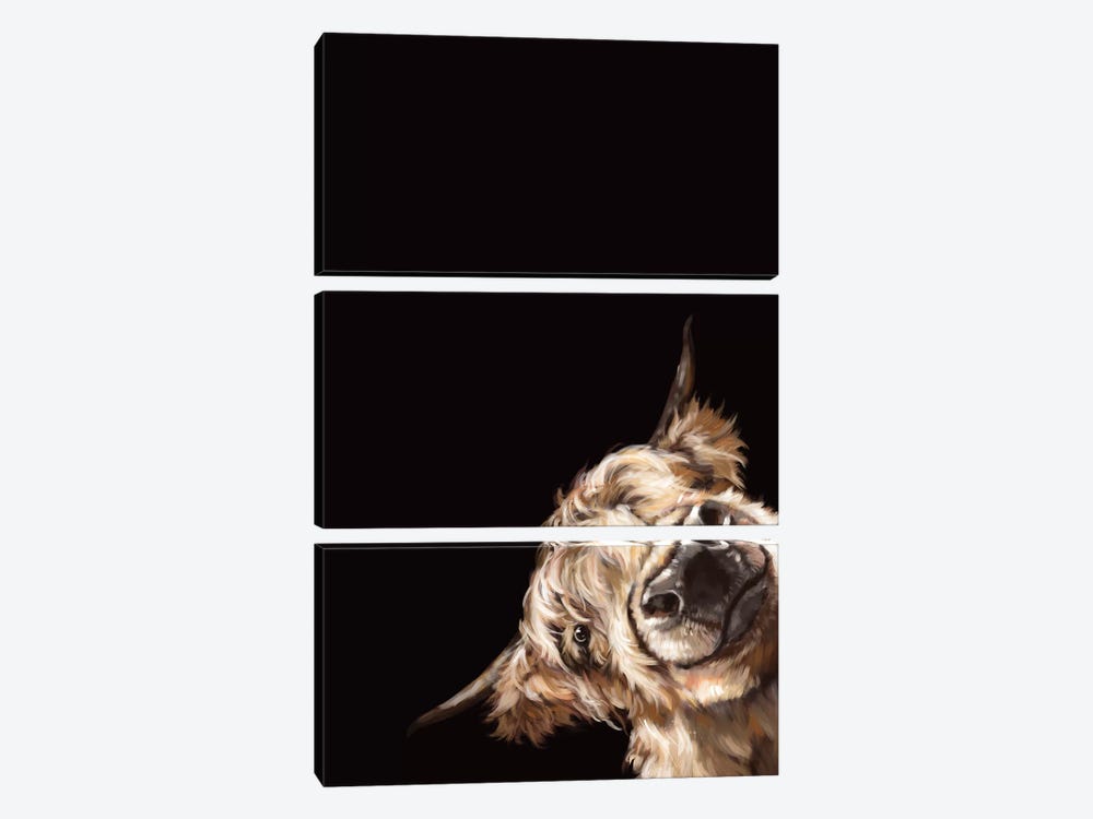 Sneaky Highland Cow In Black by Big Nose Work 3-piece Canvas Print