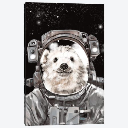 Astronaut Polar Bear Selfie Canvas Print #BNW7} by Big Nose Work Canvas Art Print