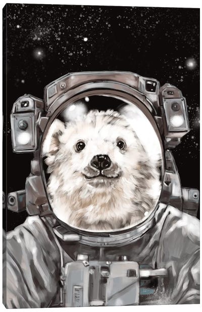 Astronaut Polar Bear Selfie Canvas Art Print - Polar Bear Art