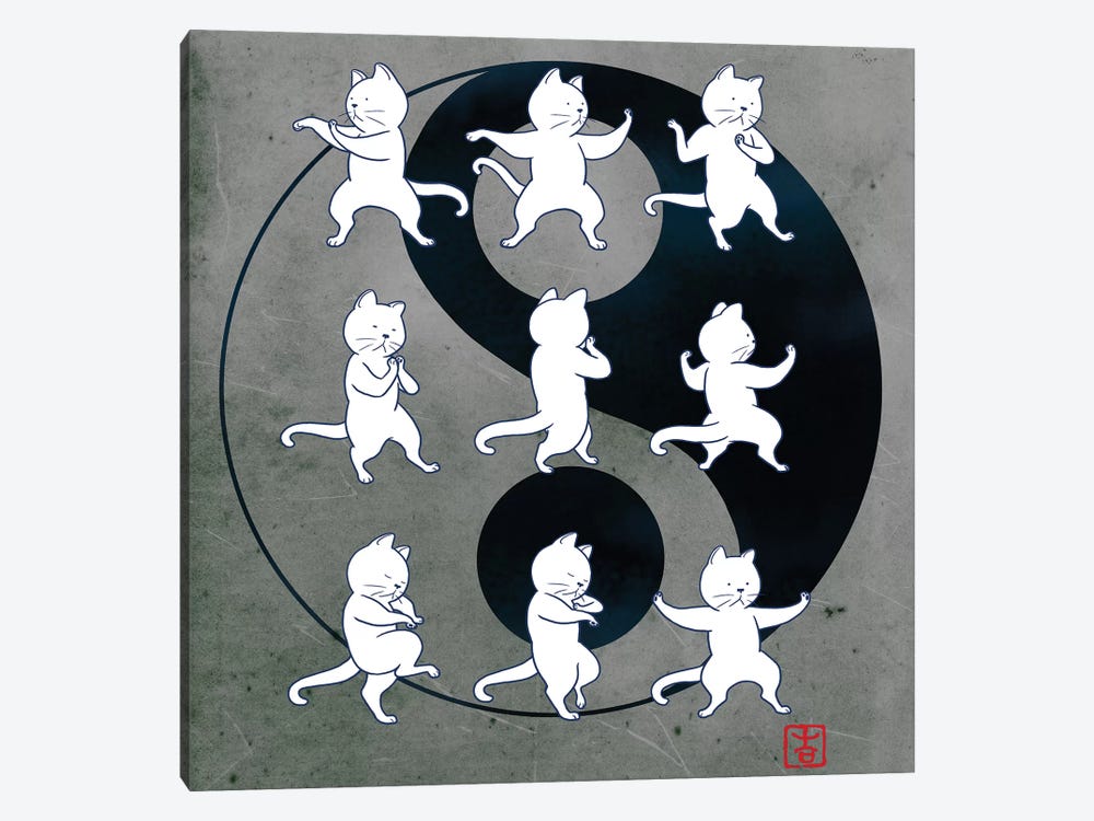 Cat Tai Chi by Big Nose Work 1-piece Canvas Artwork