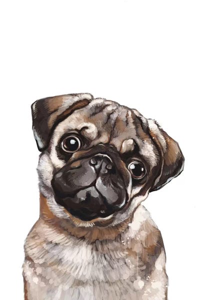 The Melancholic Pug by Big Nose Work framed wall art