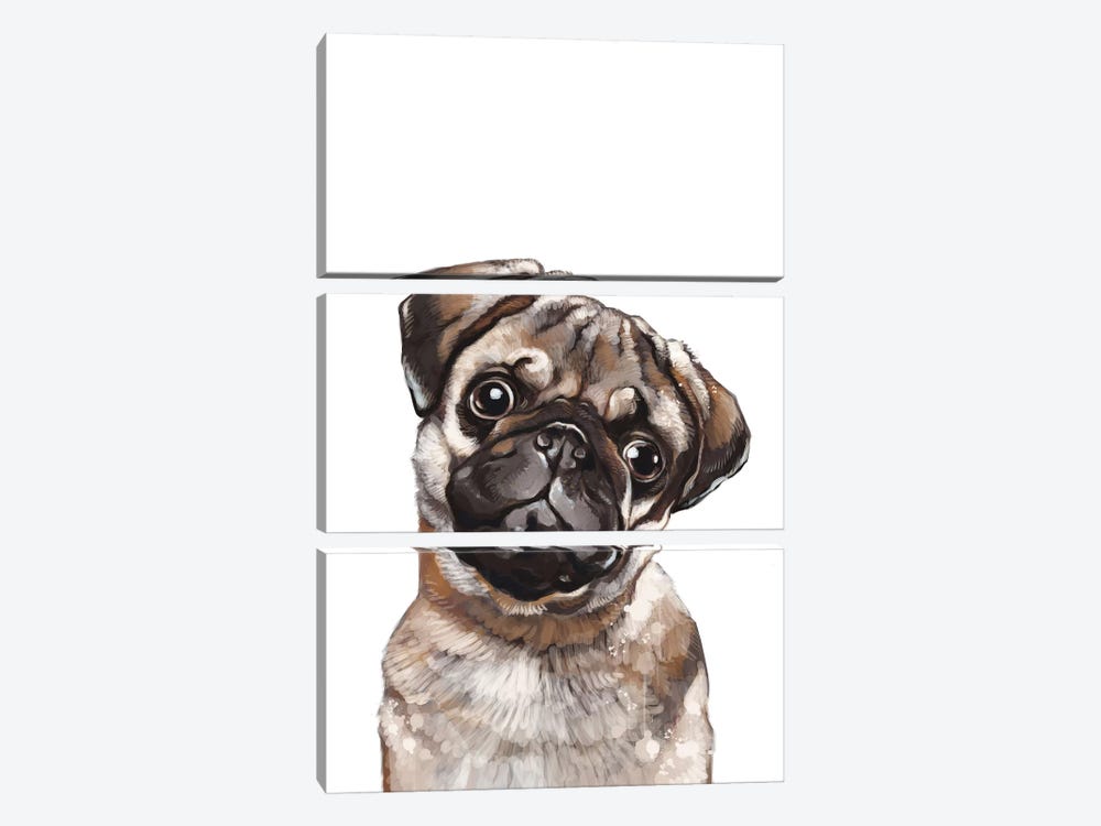 The Melancholic Pug by Big Nose Work 3-piece Canvas Print
