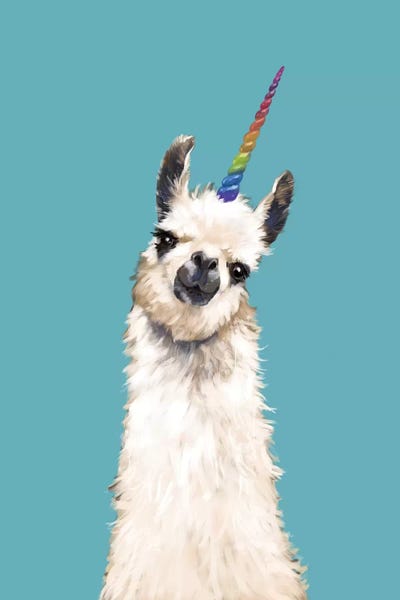Llamas: Unicorn Llama In Blue by Big Nose Work