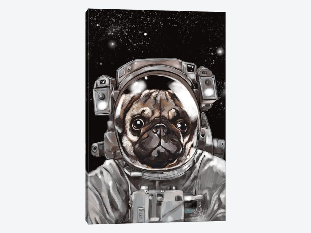 Astronaut Pug Selfie by Big Nose Work 1-piece Canvas Print