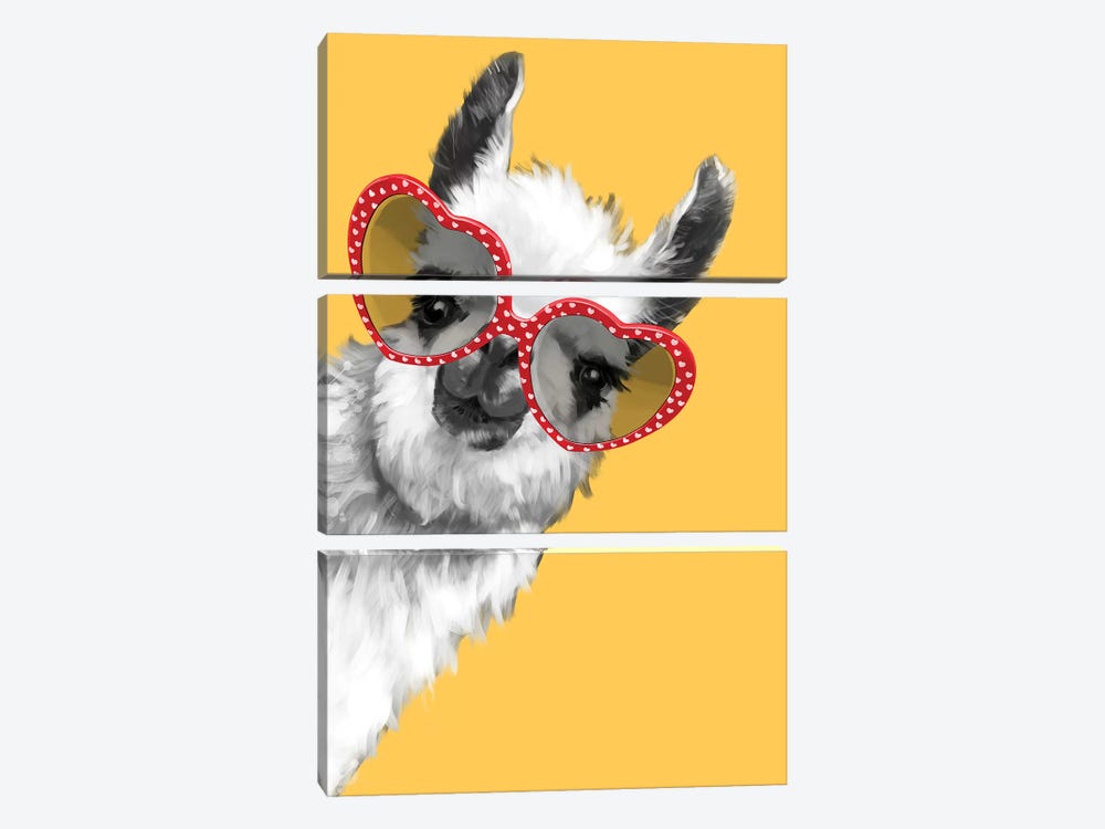 Fashion Hipster Llama With Glasses Canvas Art ... | Big Nose Work | iCanvas