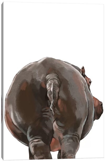 Hippo Butt Canvas Art Print - Hippopotamus Art