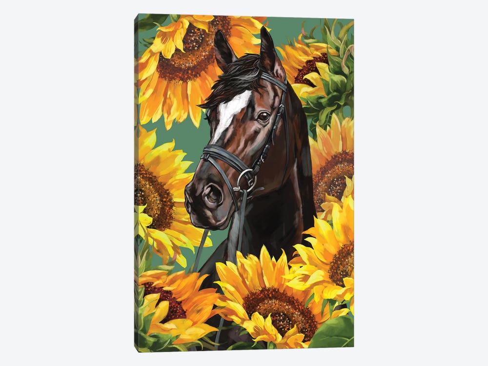 Horsewith Sunflower by Big Nose Work 1-piece Canvas Art