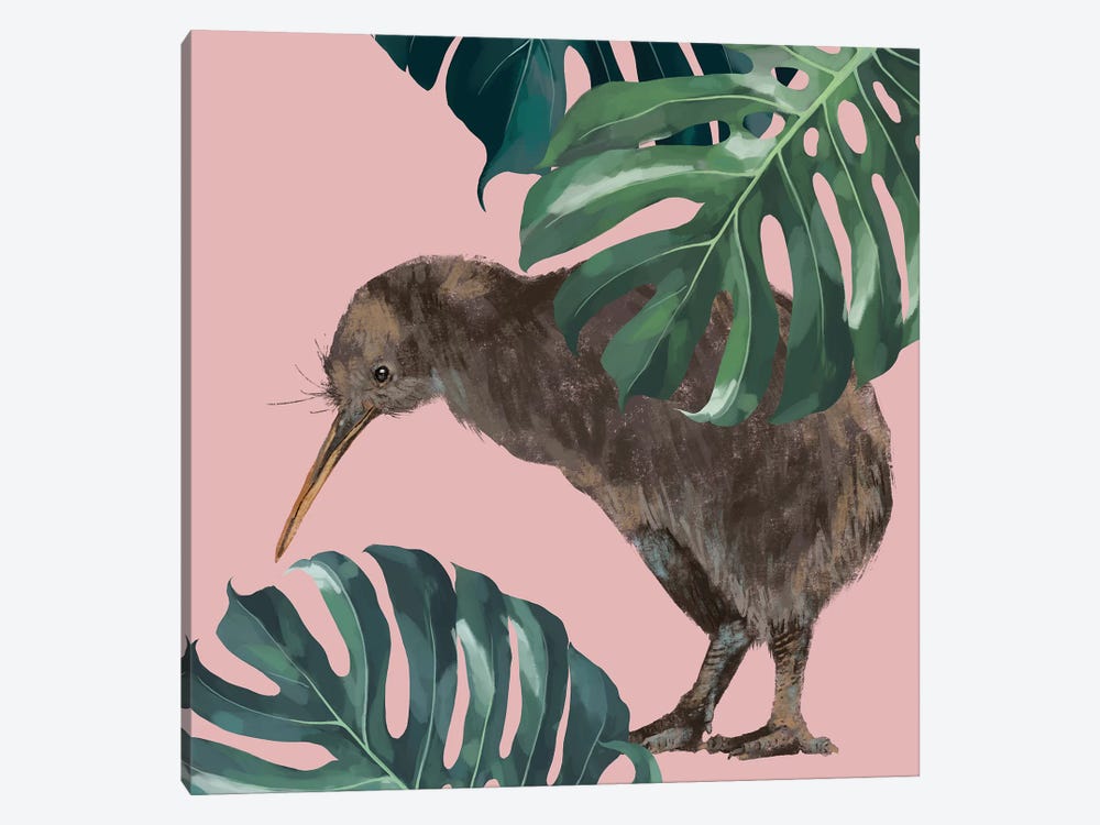 Kiwi Bird With Monstera by Big Nose Work 1-piece Canvas Print