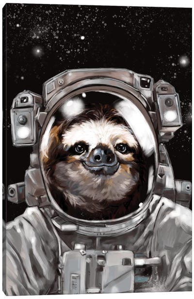 Astronaut Sloth Selfie Canvas Art Print - Astronaut Art