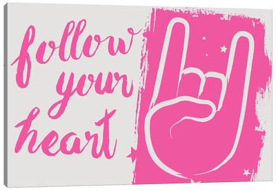 Follow Your Heart Canvas Art Print - Cream Art
