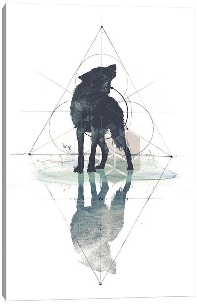Geometric Wolf Canvas Art Print - 33 Broken Bones