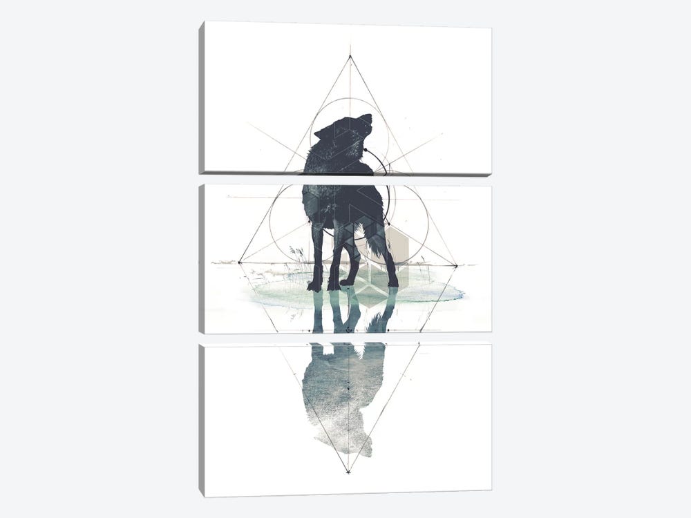 Geometric Wolf by 33 Broken Bones 3-piece Canvas Art Print