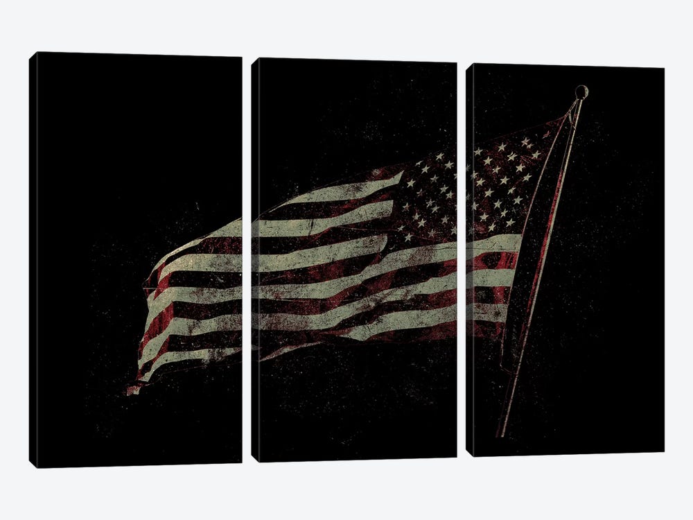 American Flag by 33 Broken Bones 3-piece Canvas Print