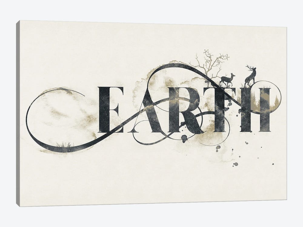 Elemental Typograph - Earth by 33 Broken Bones 1-piece Canvas Wall Art