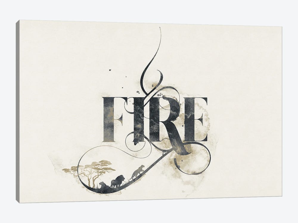 Elemental Typograph - Fire by 33 Broken Bones 1-piece Canvas Print