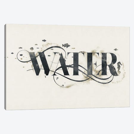 Elemental Typograph - Water Canvas Print #BNZ235} by 33 Broken Bones Canvas Artwork