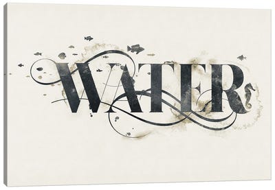 Elemental Typograph - Water Canvas Art Print - 33 Broken Bones