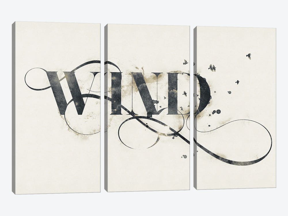 Elemental Typograph - Wind by 33 Broken Bones 3-piece Canvas Art Print