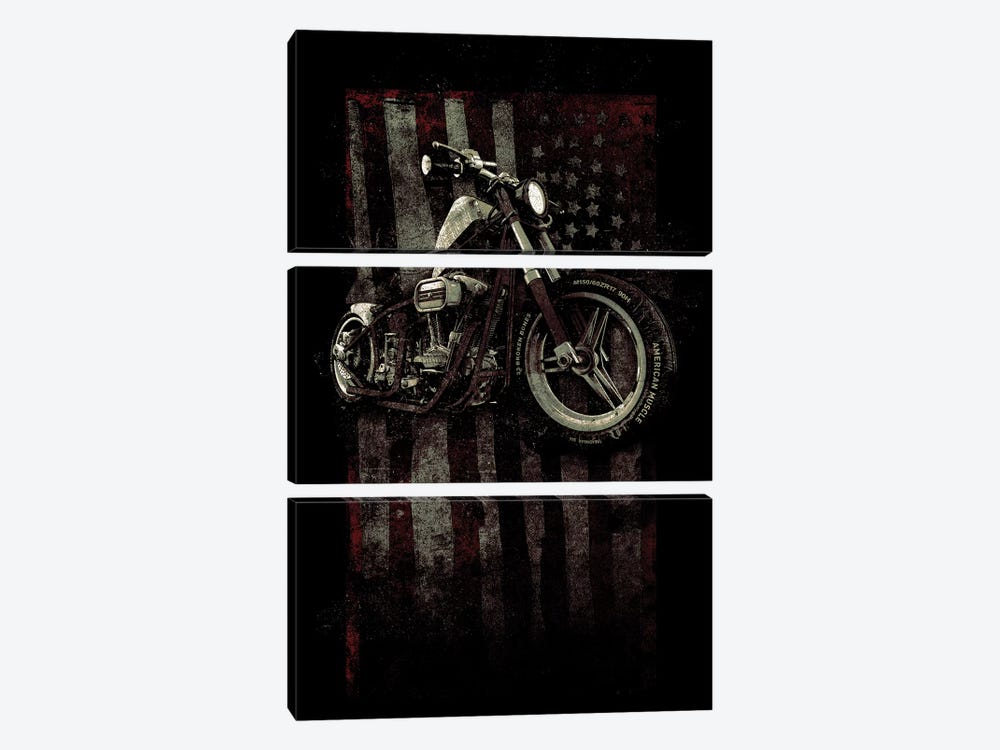 American Muscle: Motorcycle I by 33 Broken Bones 3-piece Canvas Print