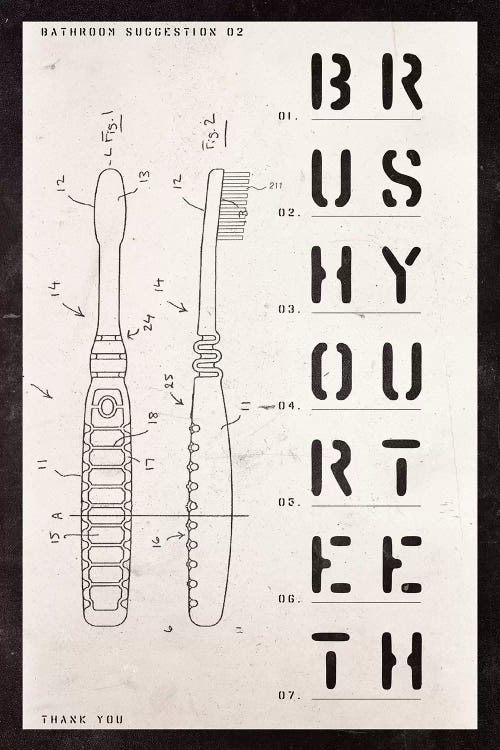 Toothbrush Patent Print by 33 Broken Bones wall art