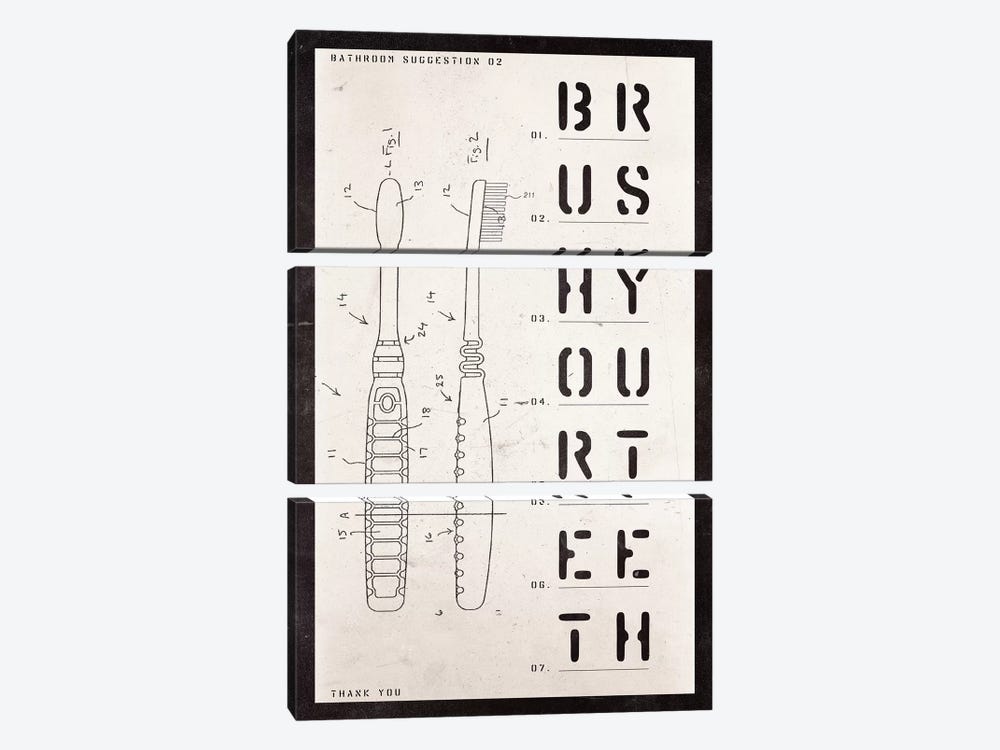 Toothbrush Patent Print by 33 Broken Bones 3-piece Canvas Artwork