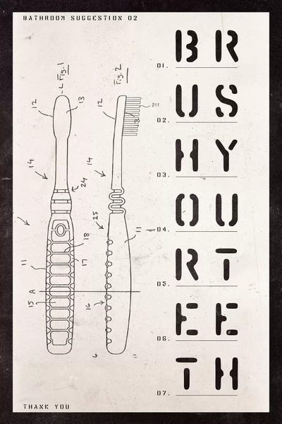 33 Broken Bones: Toothbrush Patent Print by 33 Broken Bones