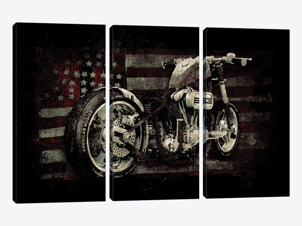 American Muscle: Motorcycle II by 33 Broken Bones 3-piece Canvas Wall Art