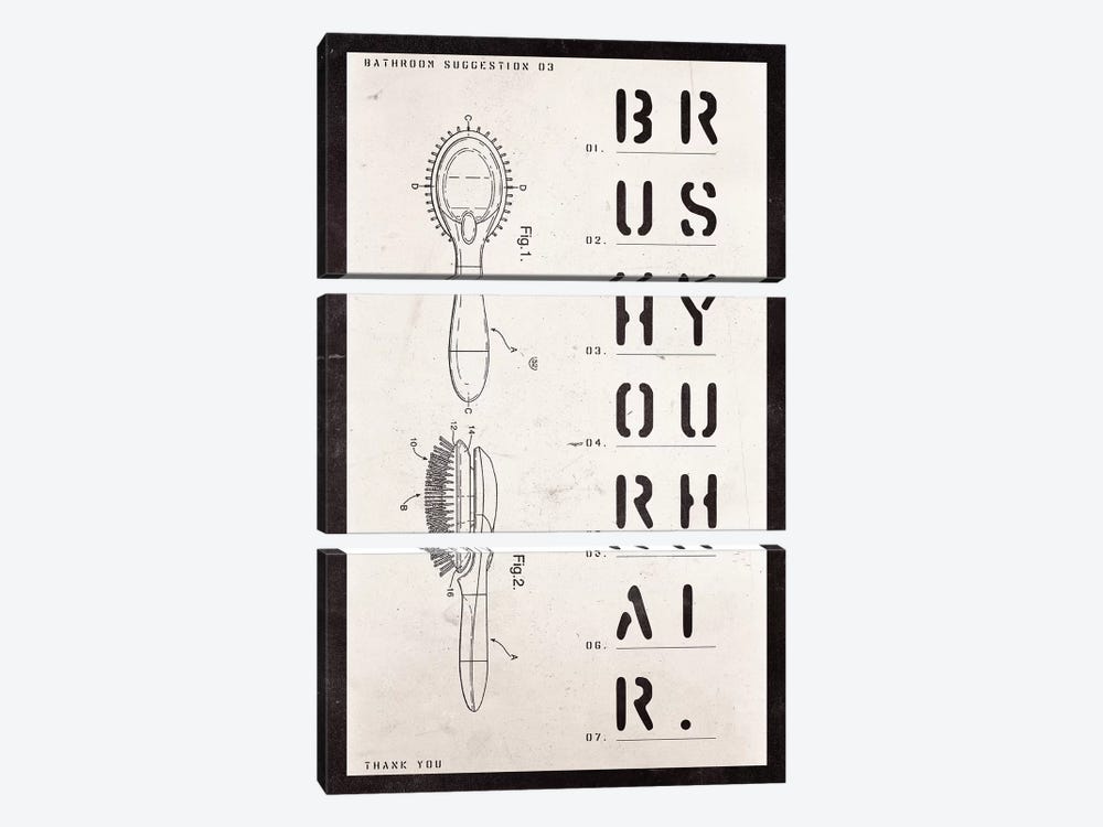 Brush Patent Print by 33 Broken Bones 3-piece Canvas Wall Art
